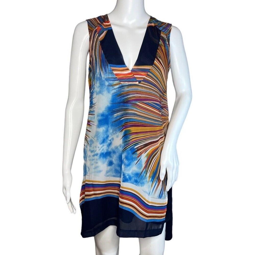 Anthropologie Tiny Blouse Womens XS Shoreline Sunburst Mixed Media Tunic Casual